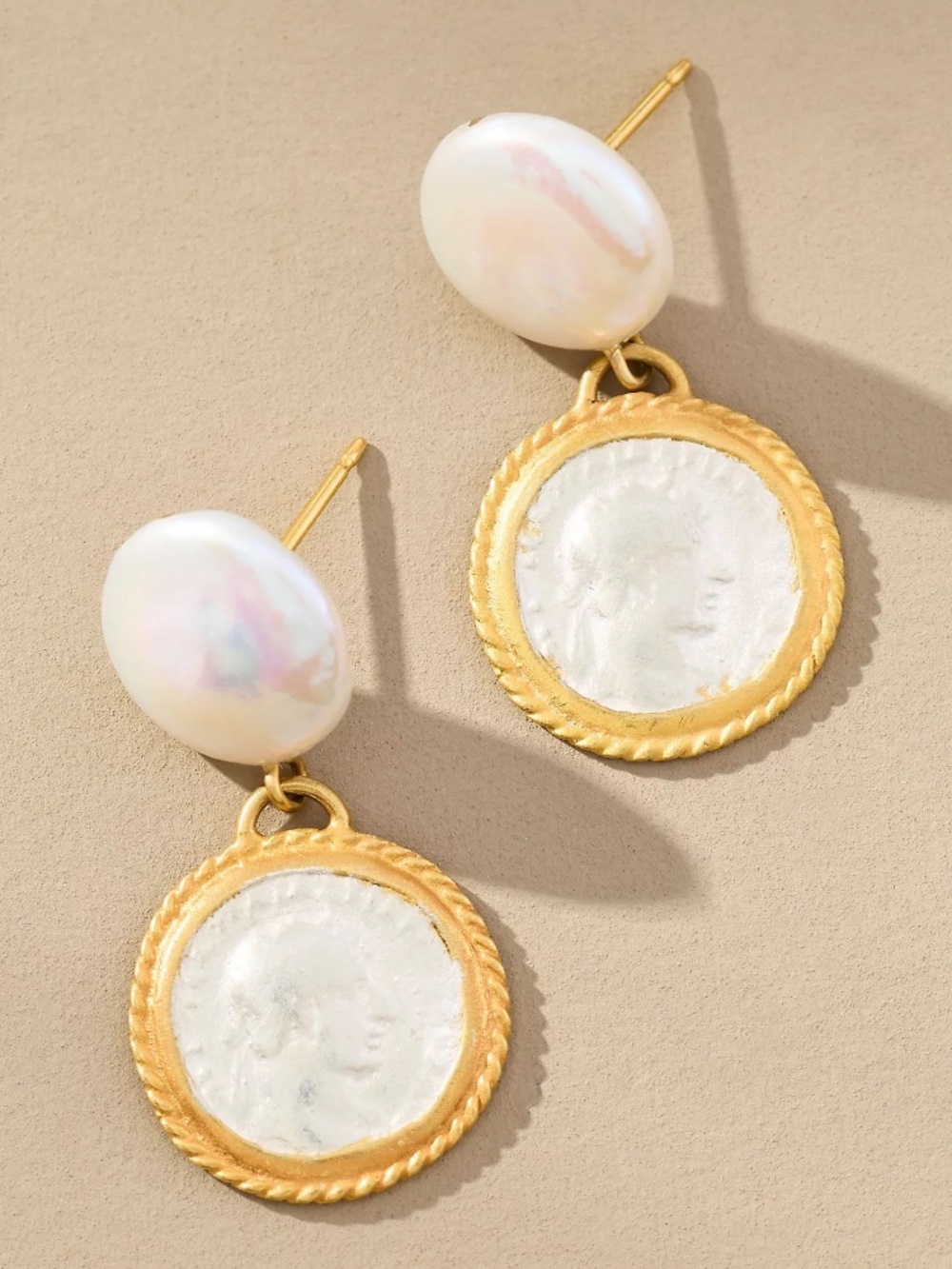 NWT Chan Luu 18K Gold Plated Catriona Drop Earrings White Pearl